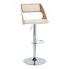Cecina - Mid-Century Modern Adjustable Height Barstool With Swivel With Oval Footrest (Set of 2) - Chrome / Zebra / Cream - Image 2