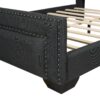 Queen Size Upholstered Bed With Slats Support, No Box Spring Needed - Black - Image 5