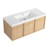 Original Wall Mounted Bathroom Vanity With Resin Sink And 3 Soft Closing Doors Plywood - Oak - Image 8