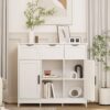 Storage Cabinets, Wooden Floor Cabinet, With Drawers And Shelves Storage Cabinets, Accent Cabinet For Living Room, Bedroom, Bathroom Furniture Home Decor - White - Image 4