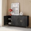 Modern Lacquered 4 Door Wooden Cabinet Sideboard Buffet Server Cabinet Storage Cabinet, For Living Room, Entryway, Hallway, Office, Kitchen And Dining Room - Distressed Black - Image 4