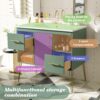 Bathroom Vanity With Resin Sink Combo Set, Modern Freestanding Single Bathroom Cabinet With 2 Drawers & 2 Storage Compartments, Storage Cabinet For Bathroom, Frame Vanity Set - Green - Image 6