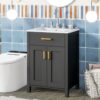 Bathroom Vanity Combo With Ceramic Sink, Luxurious Space-Saving Vanity, 2 Soft Close Doors - Black - Image 3