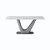 70.84" Modern Artificial Stone Panel V-Shaped Metal Legs, Can Accommodate 6-8 People - White / Gray - Image 4