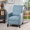 Repose Upholstered Recliner Chair With Nailhead Trim And Side Pocket - Light Blue - Image 8