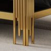 Top And Bottom Double Layer Tempered Glass Coffee Table And Mirror Finished Stainless Steel Frame - Black / Gold - Image 7