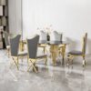 Glass Top Oval Dining Table With Gold Stainless Steel Base For 8 Seats - Gold / Black - Image 7
