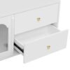Modern TV Stand For TVs Up To 75", Entertainment Center With Glass Door, 4 Drawers And 2 Cabinets, 5 Metal Legs And Metal Handles For Living Room - White - Image 15
