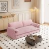 Queen Pull Out Sofa Bed, 3 In 1 Convertible Sleeper Sofa With Side Storage Multifunctional Velvet Loveseat Bed For Living Room - Pink - Image 4