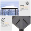 Grill Hardtop Gazebo Outdoor Metal Hard Top Gazebo, Permanent Bbq Gazebo With Galvanized Steel, Aluminum Framed Pavilion With Shelves - Dark Brown - Image 12