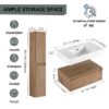 Modern Wall Mounted 30 Inch Bathroom Vanity With Resin Sink And 2 Side Cabinet In Imitative - Imitative Oak - Image 6