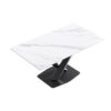 63" Modern Artificial Stone Straight Edge Metal X-Leg Dining Table, 6 People - White / Black - Image 5