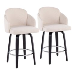 Dahlia - Contemporary Counter Stool With Round Footrest (Set of 2) - Black / Cream