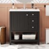 Transitional Style Bathroom Vanity Cabinet Combo With Ceramic Sink, Soft Close Door - Black - Image 20