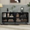 Stylish Storage Cabinet Sideboard With Unique Geometric Circle Door Design - Black - Image 7