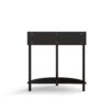 Boho Rattan Semi Circle End Table With Sliding Door, Elegant Wood Accent Table With Storage And Bottom Shelf - Black - Image 16