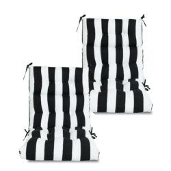 2 Piece High Back Patio Chair Cushion Set, Tufted Adirondack And Rocking Chair Cushions For Garden, Porch Or Office Use - Black / White