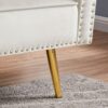 Velvet Tufted Sofa Couch With 2 Pillows And Nailhead Trim - Beige - Image 2