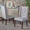 Sophisticated Tufted Dining Chair (Set of 2) With High Back And Birch Wood Legs - Light Gray - Image 4
