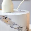 Elegant Cylindrical Table With Patterned Design For Versatile Use - White - Image 10