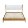 Queen Size Rubber Wooden, Solid Wooden Bed With Teddy Velvet Cushion Upholstered Headboard, Enhanced By Support Feet - Natural - Image 15