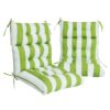 2 Piece High Back Chair Cushion Set, Tufted Patio Or Rocking Chair Cushions For Garden Or Porch - Kiwi / White - Image 2