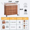 Laundry Hamper With Lid PE Rattan Powder Coating Frame Clothes Hampers With 2 Removable Bags, Wheels, 160L - Brown - Image 28
