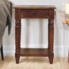 Turned Legs 1 Drawer Side Table - Brown - Image 10