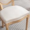 French Style Solid Wood Frame Antique Painting Linen Fabric Back Dining Chair (Set of 2) - Beige - Image 9