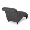 Chaise Lounge With Button Tufted Diamon Stitch - Charcoal - Image 5