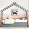Twin Size House-Shaped Bed With Trundle - Gray - Image 3