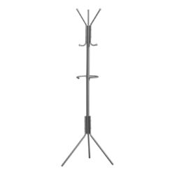 Coat Rack, Hall Tree, Free Standing, Hanging Bar, 6 Hooks, Entryway, Contemporary & Modern - Silver