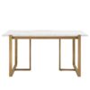 Modern Dining Table Set For 6 Faux Marble Kitchen Table Set With 6 Upholstered Dining Chairs, 7 Piece - White / Golden - Image 13