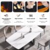 70.87" Modern Artificial Stone White Curved Black Metal Leg Dining Table - White / Black - Image 7