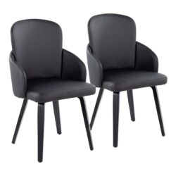 Dahlia - Contemporary Dining Chair (Set of 2) - Black - Faux Leather