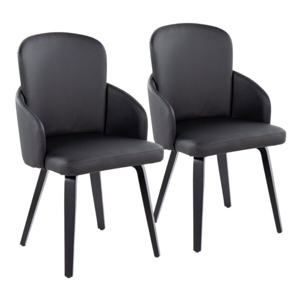 Dahlia - Contemporary Dining Chair (Set of 2) - Black - Faux Leather