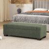 Textured Fabric Ottoman Bench With Hinged Lid - Blackish Green - Image 5