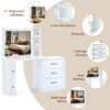 Vanity Desk With Freely Adjustable Side Cabinet, Makeup Vanity With Hollywood Lights, 5 Storage Drawers & 2-Shelves, Modern Dressing Table - White - Image 4