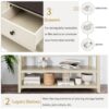 Retro Design Console Table With Two Open Shelves, Pine Frame And Legs For Living Room - Espresso / Beige - Image 6