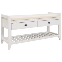 Multipurpose Entryway Shoe Rack With Cushioned Seat And Drawers Storage Bench - White