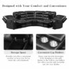 Manual Reclining Sectional Sofa Set L Shaped Symmetrical Motion Sofa Corner Couch Sets With Storage Boxes, 4 Cup Holders And LED Light Strip For Living Room - Black - Image 8