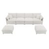 Chenille Modular Sectional Sofa, U Shaped Cloud Couch Set With Double Cushions, 6 Seat Sleeper Sofa Bed With Ottomans, Oversized Indoor Furniture - Cream - Image 3