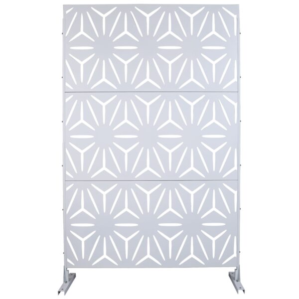 Outdoor & Indoor Metal Privacy Screen, Freestanding Decorative Panels For Deck, Balcony, Patio, Lawn, And Garden - White