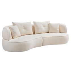 4 Seat Modular Sofa With Removable Pillows, Durable Fabric And Solid Wood Frame - White