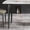 70.87" Modern Artificial Stone Pandora White Curved Black Metal Leg Dining Table - Antique White - Image 11