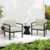Modern 3 Piece Outdoor Patio Seating Set With Aluminum Frame And Weather Resistant Cushions - Beige / Gray - Image 2