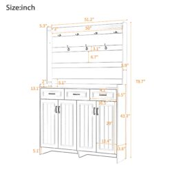 Minimalist 4 Door Shoe Cabinet With Coat Rack, Spacious Top, 3 Drawers, 8 Shelves, Metal Hooks And Handles For Hallway - Black