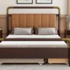 Queen Size Storage Platform Bed, With 2 Big Drawers, Twin Long Size Trundle - Walnut - Image 15