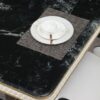 Luxury Modern Dining Table With 6 Chairs Marble Top Titanium Plated Base - Black - Image 6