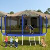 168.11" Trampoline With Basketball Hoop, Astm Approved Reinforced Type Outdoor Trampoline With Enclosure Net - Blue - Image 9